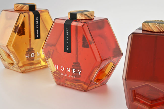 Hexagonal Honey Bottle Packaging Concept By Maksim Arbuzov